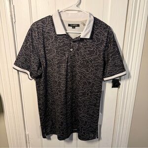Karl Lagerfeld Black and White Camo Polo Golf Shirt Size Medium